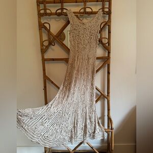 Vintage Inspired Crocheted Silk Ribbon Sheath Dress